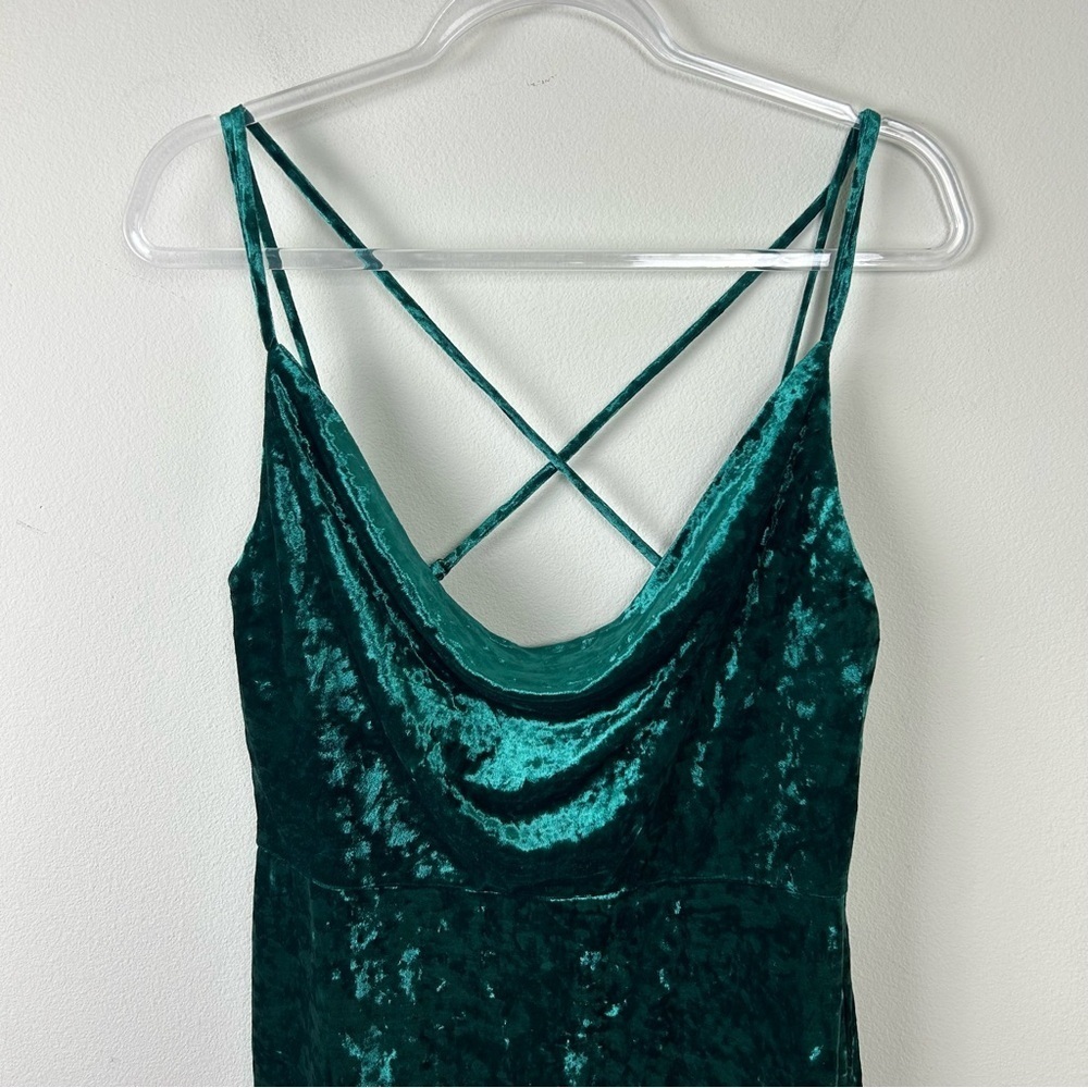 NWT - Lulus Drape Front Green crushed velvet mini dress size: XL - Picture 2 of 14